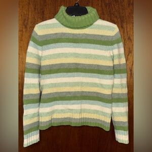 GAP Striped Turtleneck Sweater Size Medium Vintage Pastel Neutrals ~ Y2K Luxury